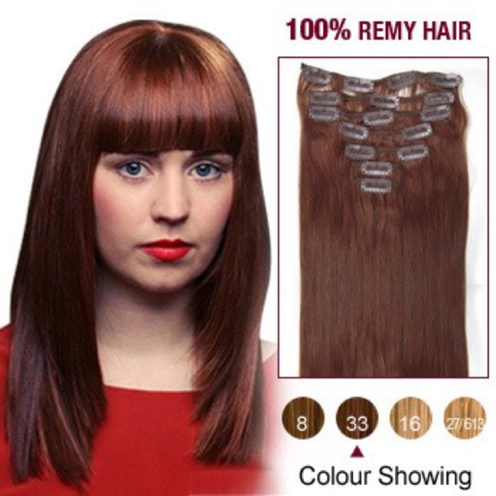 COPY - 16” color 33 clip in hair extensions 7 pc 80g